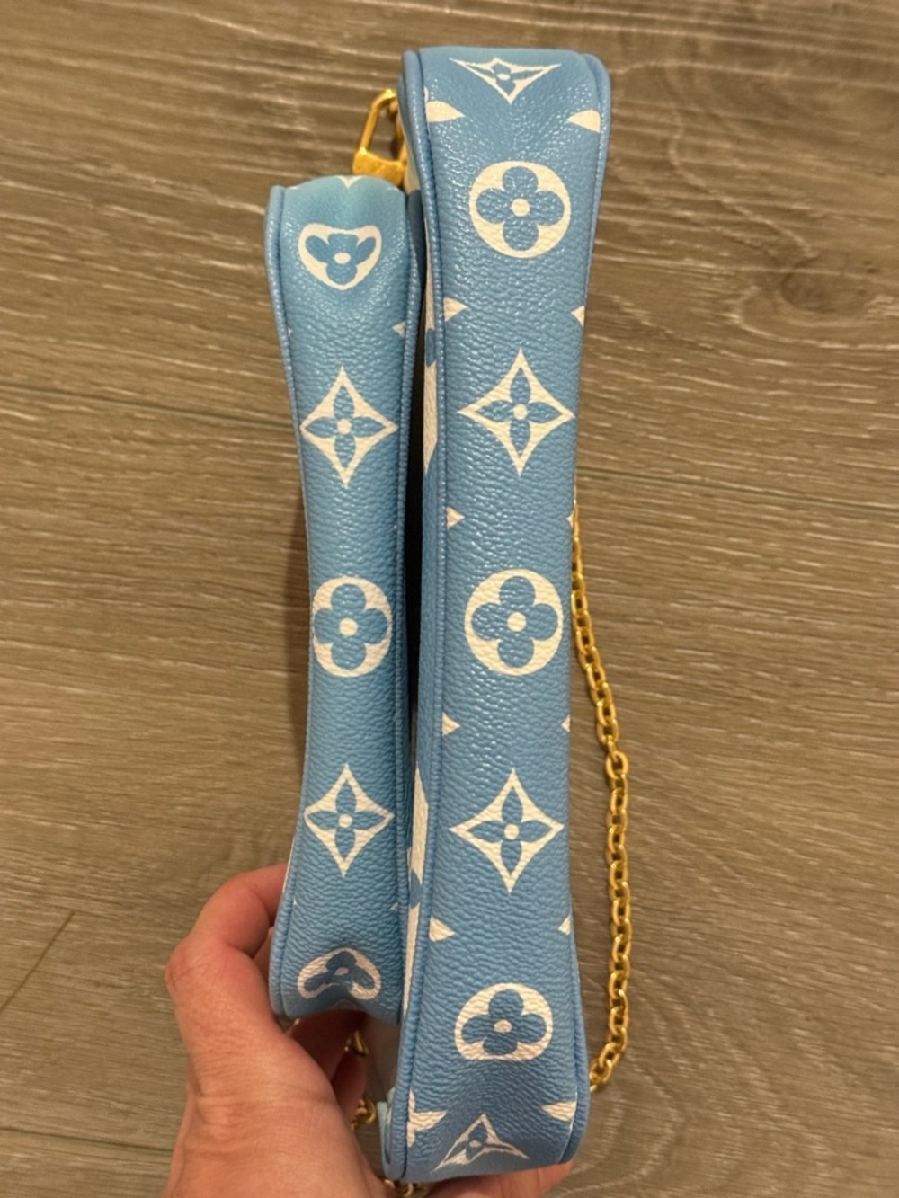 Louis Vuitton Blue to Cream Ombre Monogram Mini Shoulder Bag with Gold Chain - Picture 7 of 7